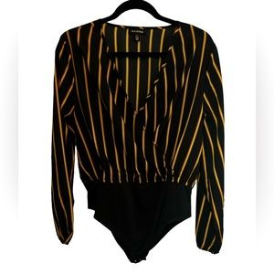 Business Casual Bodysuit Crossover Blouse